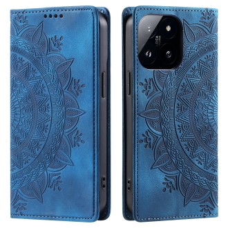 For Xiaomi 14 Pro Totem Embossed Magnetic Leather Phone Case(Blue)