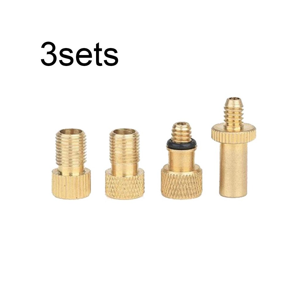 3sets 4 in 1 Gold SV/AV/DV Bicycle Valve Adapter Set Bike Ball Pump Accessories