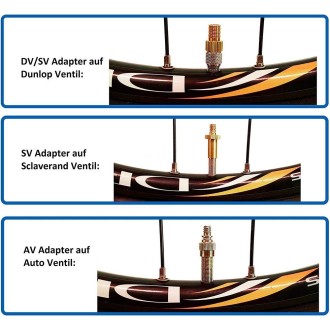 3sets 4 in 1 Gold SV/AV/DV Bicycle Valve Adapter Set Bike Ball Pump Accessories