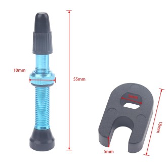 A5594 2 PCS 40mm Blue French Tubeless Valve Core with A-type Wrench for Road Bike