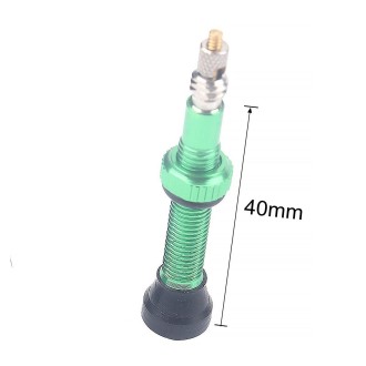 A5598 2 PCS 40mm Green French Tubeless Valve Core with Purple Disassembly Tool for Road Bike