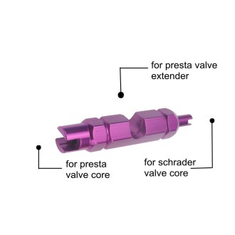 A5598 2 PCS 40mm Green French Tubeless Valve Core with Purple Disassembly Tool for Road Bike