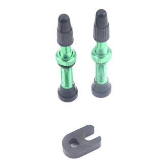 A5597 2 PCS 40mm Green French Tubeless Valve Core with A-type Wrench for Road Bike