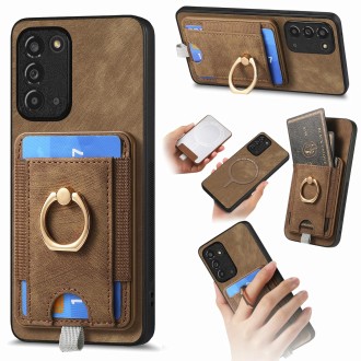 For Samsung Galaxy Note20 Retro Splitable Magnetic Card Bag Leather Phone Case(Brown)