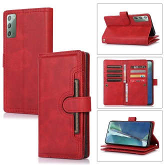 For Samsung Galaxy Note20 Wristband Card Slot Leather Phone Case(Red)