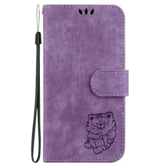 For Samsung Galaxy Note20 Little Tiger Embossed Leather Phone Case(Purple)