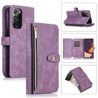 For Samsung Galaxy Note20 Dream 9-Card Wallet Zipper Bag Leather Phone Case(Purple)