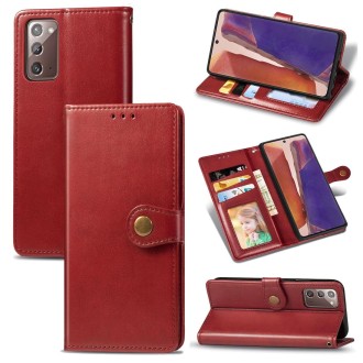 For Samsung Galaxy Note 20 Retro Solid Color Leather Buckle Phone Case with Lanyard & Photo Frame & Card Slot & Wallet & Stand F