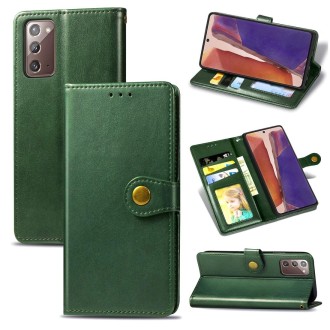 For Samsung Galaxy Note 20 Retro Solid Color Leather Buckle Phone Case with Lanyard & Photo Frame & Card Slot & Wallet & Stand F