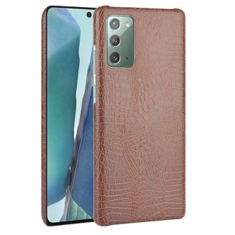 For Samsung Galaxy Note20 Shockproof Crocodile Texture PC + PU Case(Brown)