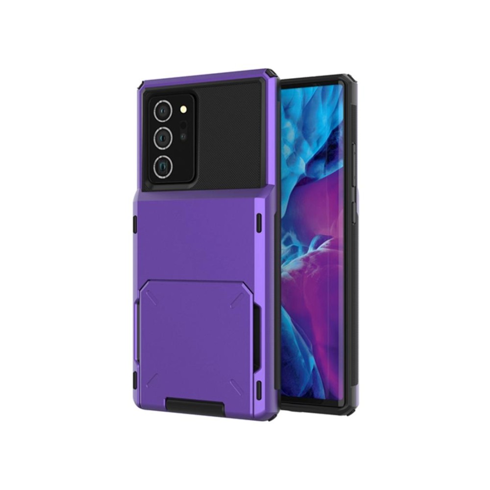 For Samsung Galaxy Note20 Scratch-Resistant Shockproof Heavy Duty Rugged Armor Protective Case with Card Slot(Purple)