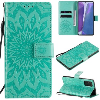 For Samsung Galaxy Note20 Embossed Sunflower Pattern Horizontal Flip PU Leather Case with Holder & Card Slots & Wallet & Lanyard