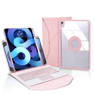 Z098B-A Pen Slot Touchpad Bluetooth Keyboard Leather Tablet Case For iPad Air 10.9 2022/2020(Pink)