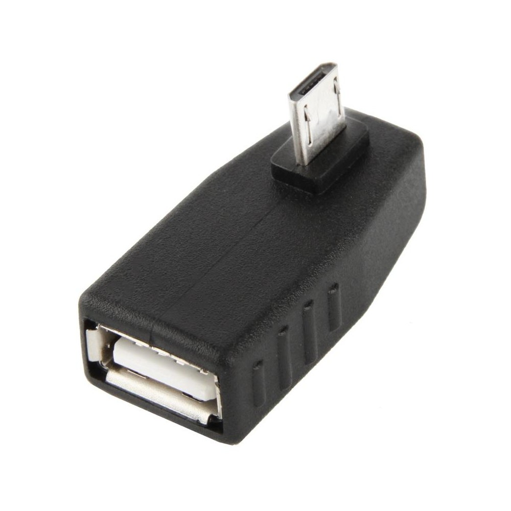 Micro USB Male to USB 2.0 AF Adapter with 90 Degree Angle, Support OTG Function(Black)