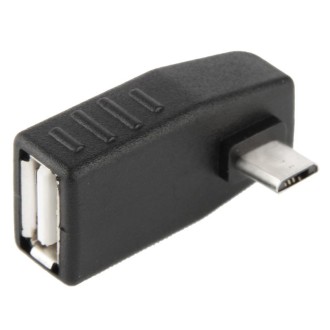 Micro USB Male to USB 2.0 AF Adapter with 90 Degree Angle, Support OTG Function(Black)