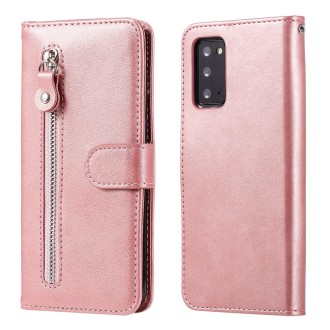 For Samsung Galaxy Note20 Fashion Calf Texture Zipper Horizontal Flip Leather Case with Stand & Card Slots & Wallet Function(Ros