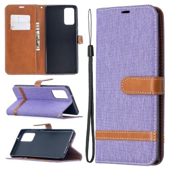 For Samsung Galaxy Note20 Color Matching Denim Texture Horizontal Flip Leather Case with Holder & Card Slots & Wallet & Lanyard(