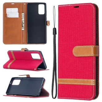 For Samsung Galaxy Note20 Color Matching Denim Texture Horizontal Flip Leather Case with Holder & Card Slots & Wallet & Lanyard(