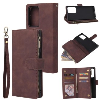 For Samsung Galaxy Note20 Multifunctional Retro Frosted Horizontal Flip Leather Case with Card Slot & Holder & Zipper Wallet & P