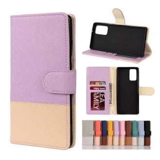 For Samsung Galaxy Note20 Color Splicing Horizontal Flip Leather Case with Holder & Card Slots & Wallet & Photo Frame(Purple)