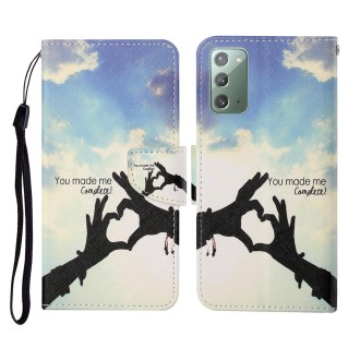 For Samsung Galaxy Note20 Colored Drawing Pattern Horizontal Flip Leather Case with Holder & Card Slots & Wallet & Lanyard(Love 