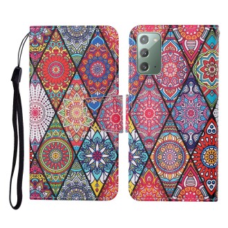 For Samsung Galaxy Note20 Colored Drawing Pattern Horizontal Flip Leather Case with Holder & Card Slots & Wallet & Lanyard(Rhomb