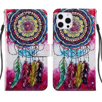 For iPhone 13 Pro Max Painted Pattern Horizontal Flip Leather Case with Holder & Card Slots & Photo Frame (Dreamcatcher)