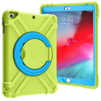 For iPad Air/Air2/Pro9.7 EVA + PC Flat Protective Shell with 360 ° Rotating Bracket(Grass Green+Blue)