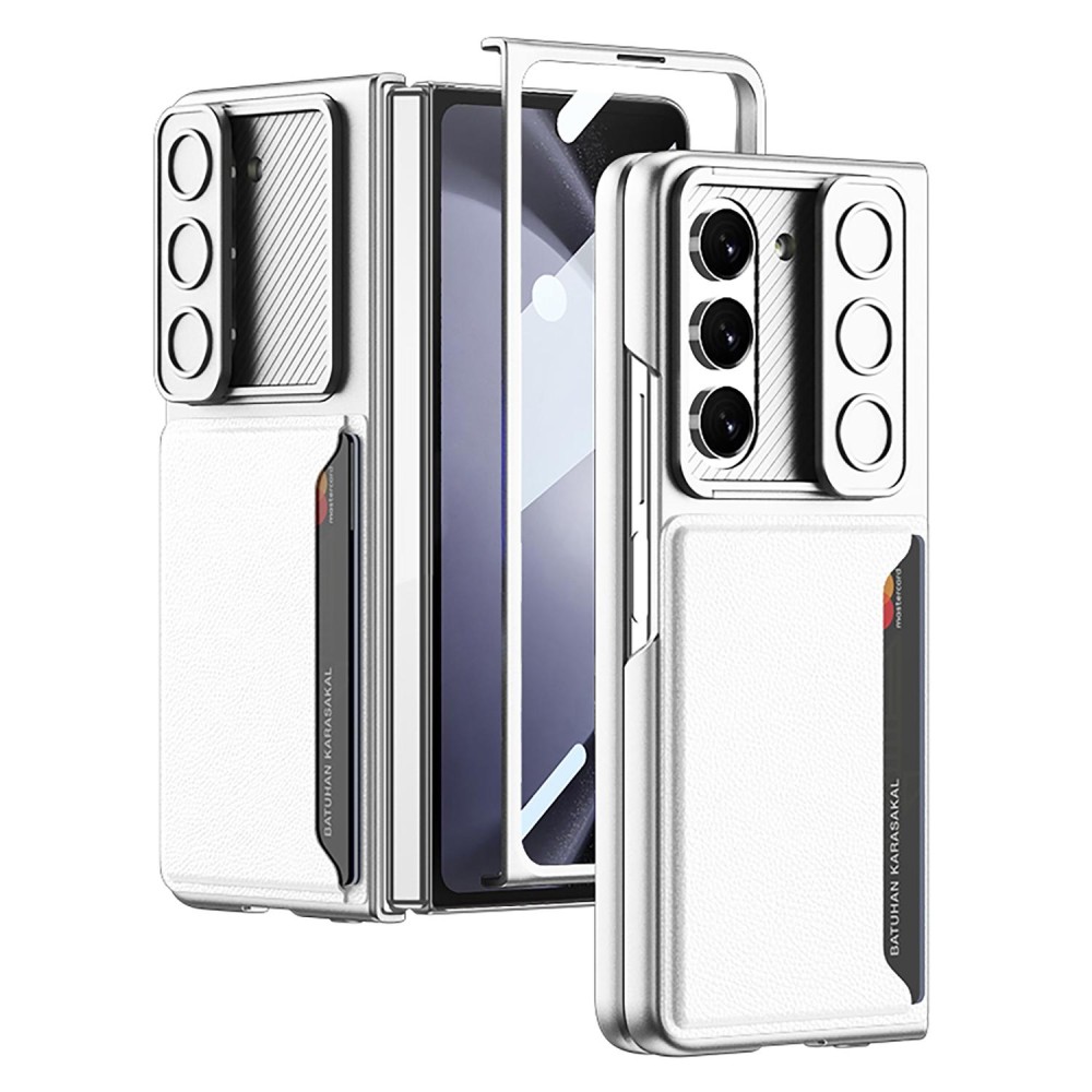 For Samsung Galaxy Z Fold5 GKK Integrated Ultra-thin Sliding Window Folding Phone Case with Card Holder(Silver)