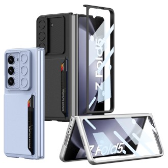 For Samsung Galaxy Z Fold5 GKK Integrated Ultra-thin Sliding Window Folding Phone Case with Card Holder(Silver)