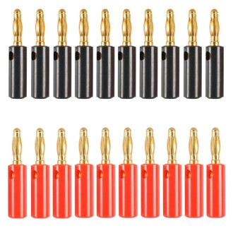 A6546 20 in 1 Car Red and Black Cover Gold-plated 4mm Banana Head Audio Plug