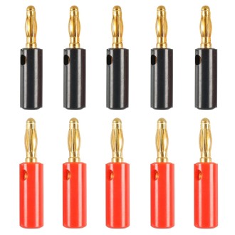 A6545 10 in 1 Car Red and Black Cover Gold-plated 4mm Banana Head Audio Plug