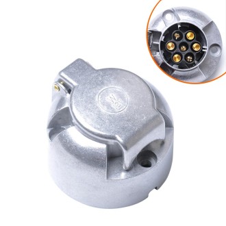 A0201 12V 7 Pin Round Plug Female Metal Trailer Adapter Connector Boat Carvan EU Plug