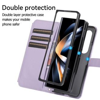 For Samsung Galaxy Z Fold5 Crossbody Diamond Lattice Folding Leather Phone Case(Purple)