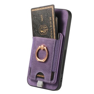 For Samsung Galaxy S23 FE 5G Retro Splitable Magnetic Card Bag Leather Phone Case(Purple)