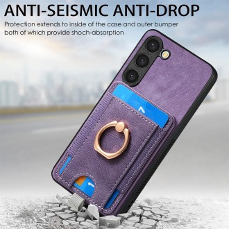 For Samsung Galaxy S23 FE 5G Retro Splitable Magnetic Card Bag Leather Phone Case(Purple)