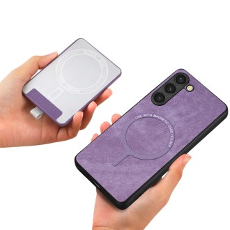 For Samsung Galaxy S23 FE 5G Retro Splitable Magnetic Card Bag Leather Phone Case(Purple)