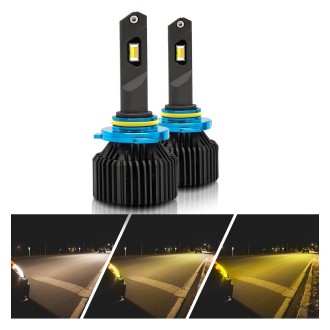 P14 1 Pair 9006 / HB4 DC10-32V / 20W / 6000K / 2000LM IP68 Waterproof Car LED Tri-color Headlight