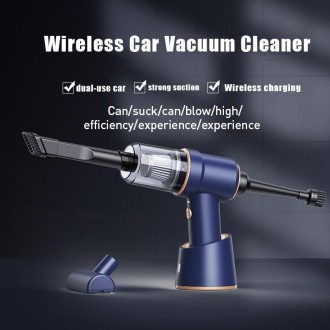 Small Wireless Charging Car Vacuum Cleaner Handheld High Power Vacuum Cleaner, Sort by color: 117C-Blue