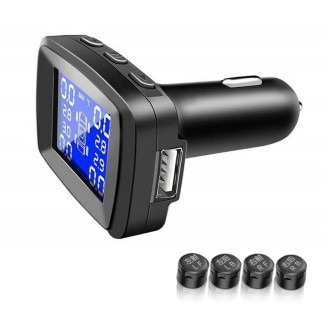 Four-wheel Simultaneous Display Cigarette Lighter Type Tire Pressure Monitoring Detector, Specification: Built-in