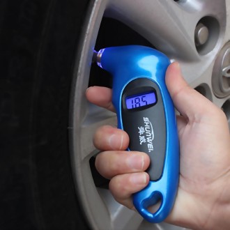 SHUNWEI SD-2802 Digital Tire Pressure Gauge 150 PSI 4 Settings for Car Truck Bicycle with Backlit LCD and Non-Slip Grip(Blue)