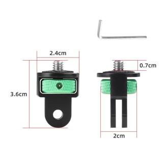 1/4 inch Screw Adjustable Metal Action Camera Adapter(Green Black)