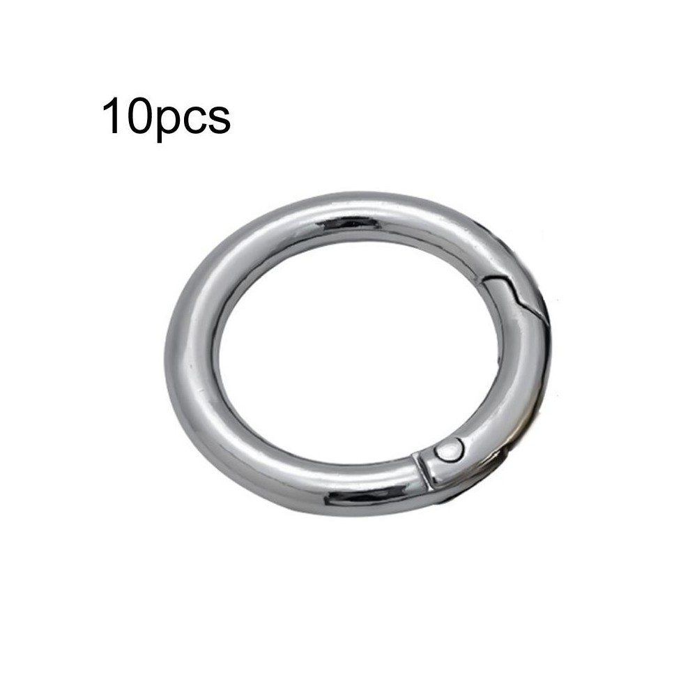 10pcs Zinc Alloy Spring Ring Metal Open Bag Webbing Keychain, Size:2 inch Silver