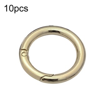 10pcs Zinc Alloy Spring Ring Metal Open Bag Webbing Keychain, Size:2 inch Light Gold