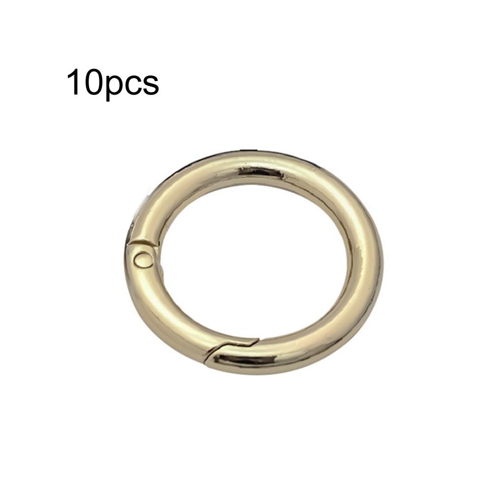 10pcs Zinc Alloy Spring Ring Metal Open Bag Webbing Keychain, Size:2 inch Light Gold