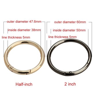 10pcs Zinc Alloy Spring Ring Metal Open Bag Webbing Keychain, Size:2 inch Light Gold