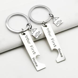 Stainless Steel Titanium Steel Keychain House Pendant(OPP Bag)