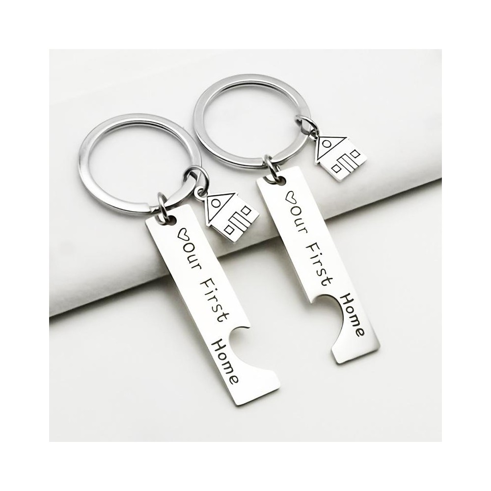 Stainless Steel Titanium Steel Keychain House Pendant(OPP Bag)