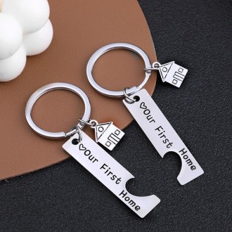 Stainless Steel Titanium Steel Keychain House Pendant(OPP Bag)