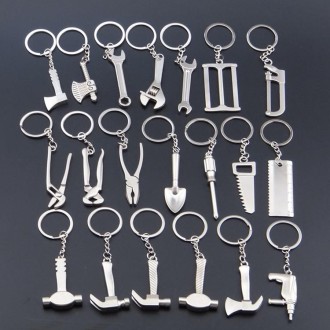 10 PCS Tool Metal Keychain Car Key Ring Pendant, Colour: H-403 Glossy Hammer